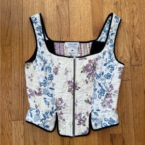 Marine Serre white boutis floral corset